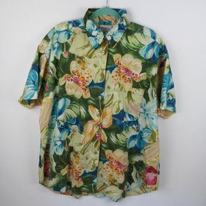 Venezia Vitale Tropical Floral Short Sleeve Button Up Shirt sz 22/24